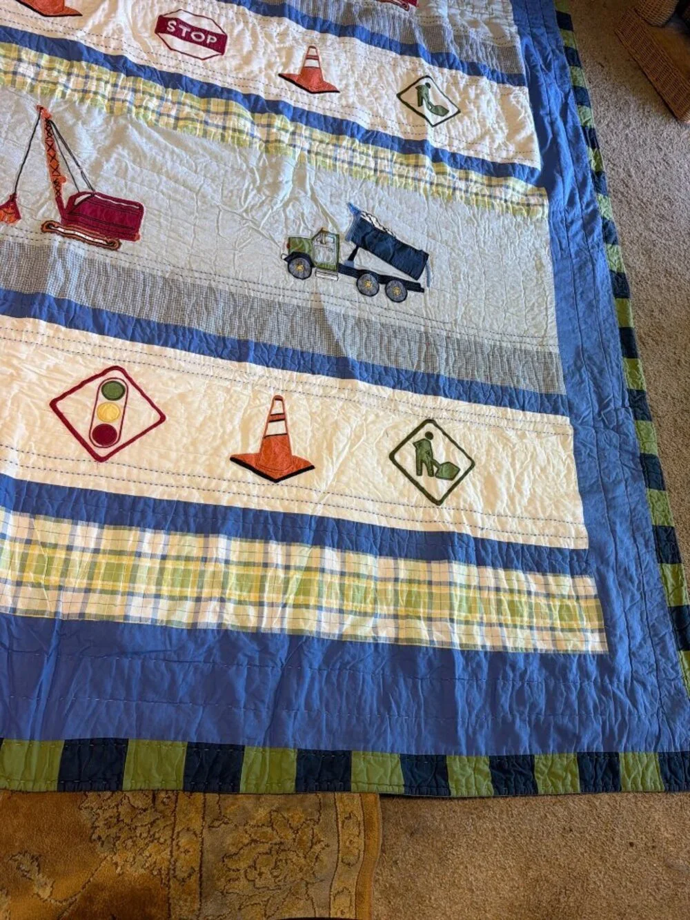 Pem America Trucks At Work Comforter  & Shams — Twin